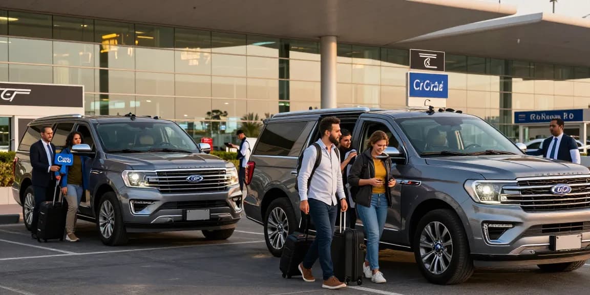 Airport Transfers Service Dubai with luxury vehicles and friendly chauffeurs welcoming travelers.